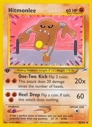 Hitmonlee (42/105) [Neo Destiny 1st Edition] | Silver Goblin