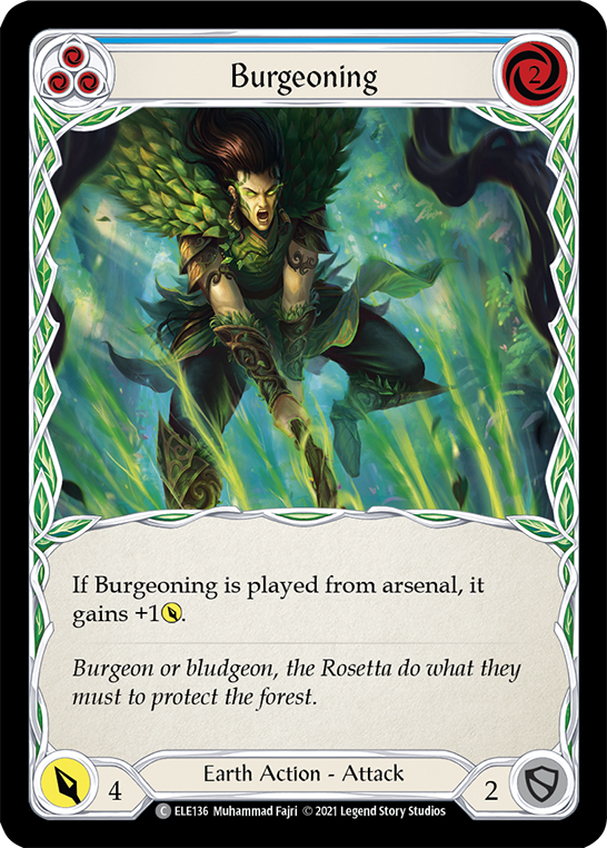 Burgeoning (Blue) [ELE136] (Tales of Aria)  1st Edition Rainbow Foil | Silver Goblin