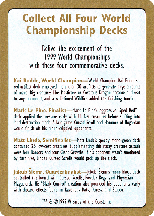 1999 World Championships Ad [World Championship Decks 1999]