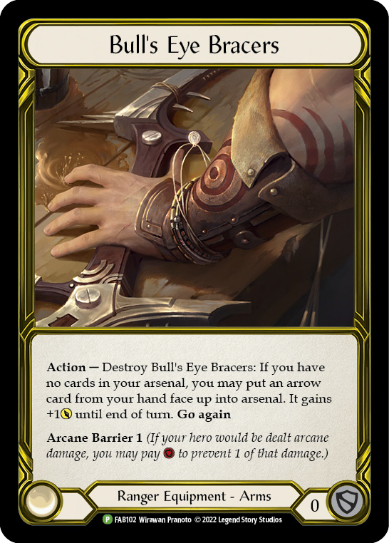 Bull's Eye Bracers (Golden) [FAB102] (Promo)  Cold Foil | Silver Goblin