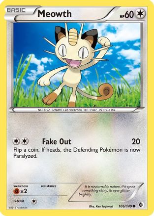 Meowth (106) Reverse Holofoil - Boundaries Crossed