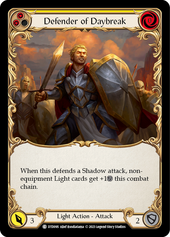 Defender of Daybreak (Yellow) Rainbow Foil (DTD095) - Dusk till Dawn | Silver Goblin