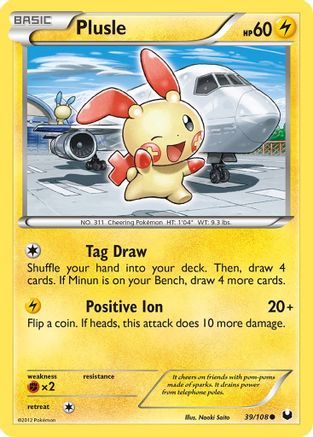 Plusle (39/108) [Black & White: Dark Explorers] Reverse Holofoil