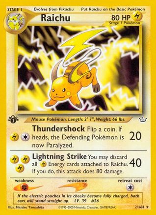 Raichu (21) 1st Edition - Neo Revelation