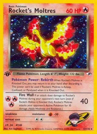 Rocket's Moltres (12) Unlimited Holofoil - Gym Heroes