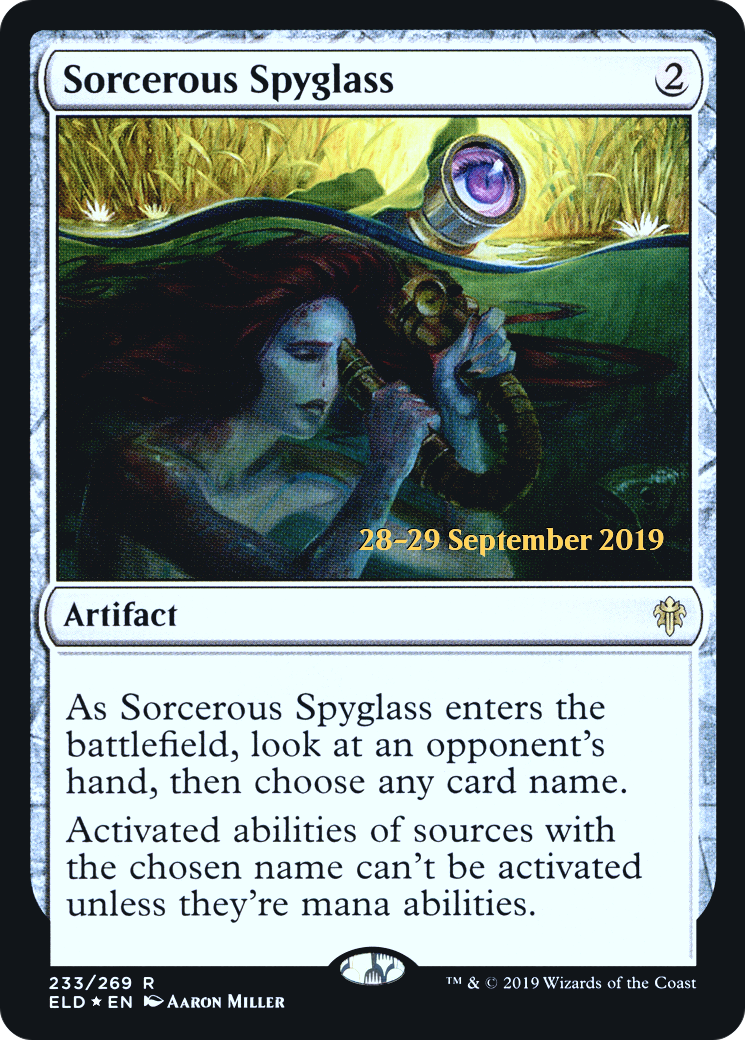 Sorcerous Spyglass [Throne of Eldraine Prerelease Promos] | Silver Goblin