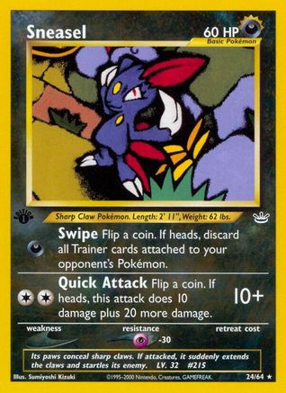 Sneasel (24/64) [Neo Revelation 1st Edition] | Silver Goblin