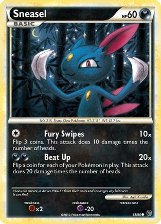 Sneasel (68/90) [HeartGold & SoulSilver: Undaunted] Reverse Holofoil