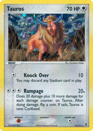 Tauros (16/112) [EX: FireRed & LeafGreen] Reverse Holofoil