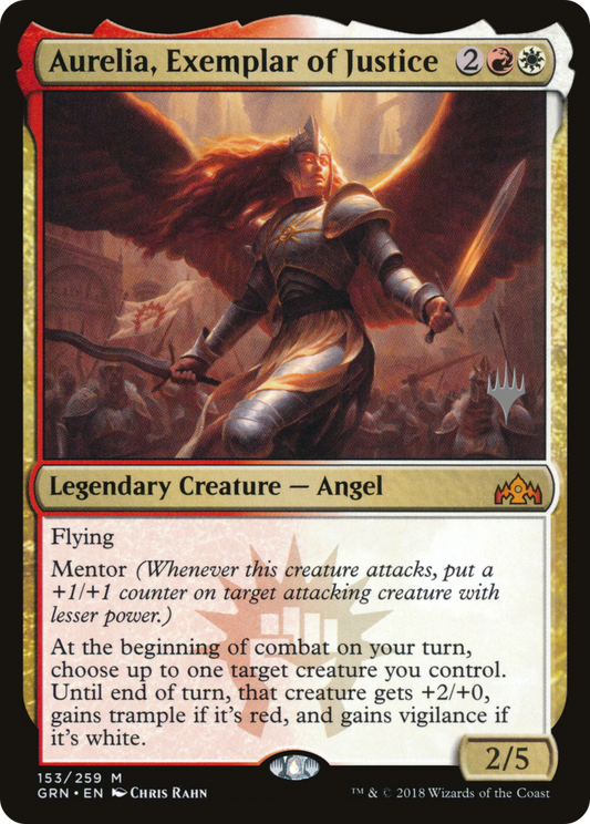 Aurelia, Exemplar of Justice (Promo Pack) [Guilds of Ravnica Promos] Foil