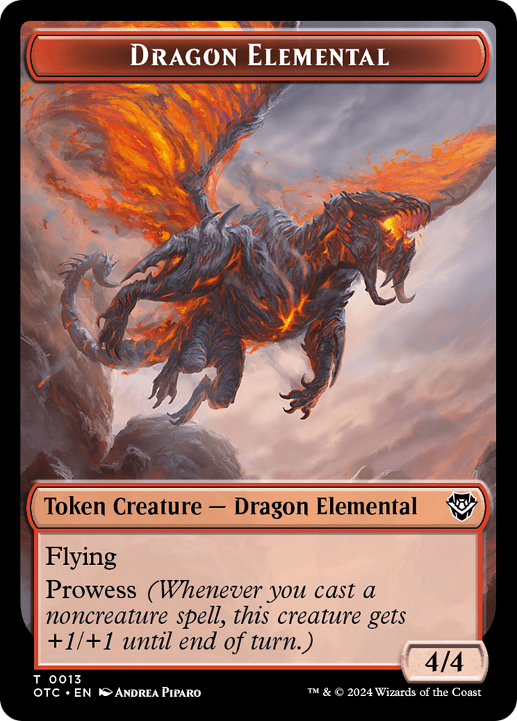 Dragon Elemental // Treasure Double-Sided Token [Outlaws of Thunder Junction Commander Tokens] | Silver Goblin