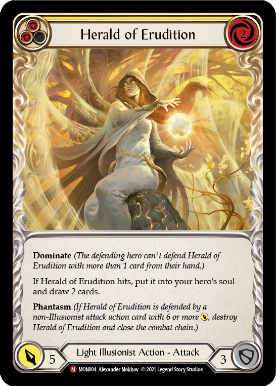 Herald of Erudition [MON004-RF] (Monarch)  1st Edition Rainbow Foil | Silver Goblin