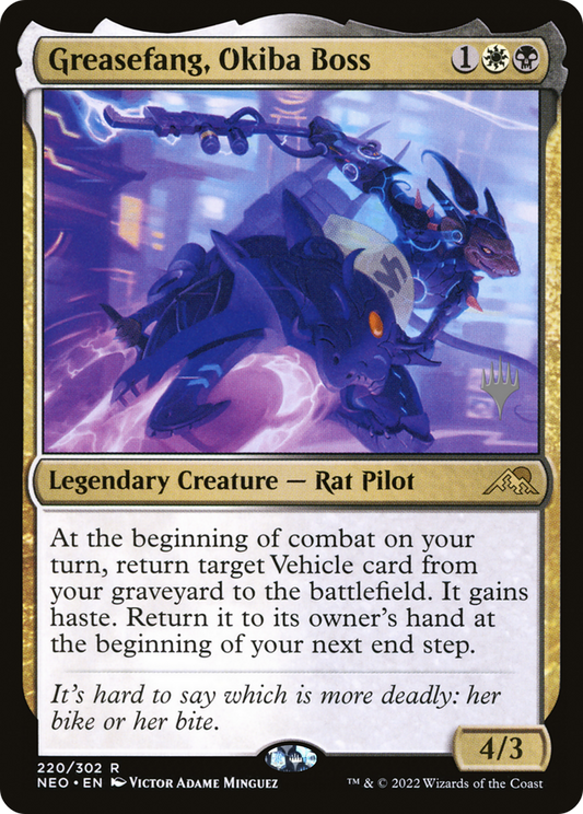 Greasefang, Okiba Boss (Promo Pack) [Kamigawa: Neon Dynasty Promos] Foil