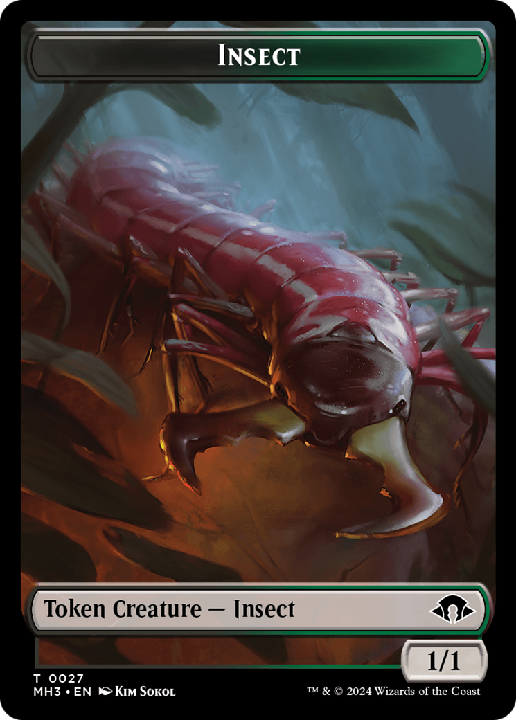 Zombie (Ripple Foil) // Insect (0027) Double-Sided Token [Modern Horizons 3 Tokens] | Silver Goblin