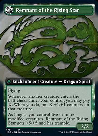 Jugan Defends the Temple // Remnant of the Rising Star (Extended Art) [Kamigawa: Neon Dynasty] Foil