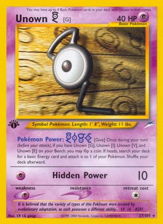Unown [G] (27) 1st Edition - Neo Destiny