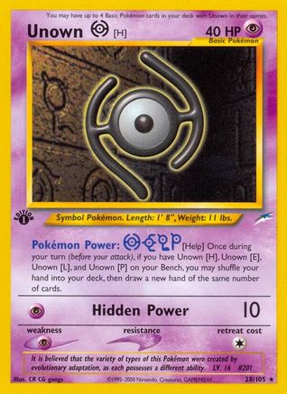 Unown [H] (28) 1st Edition - Neo Destiny