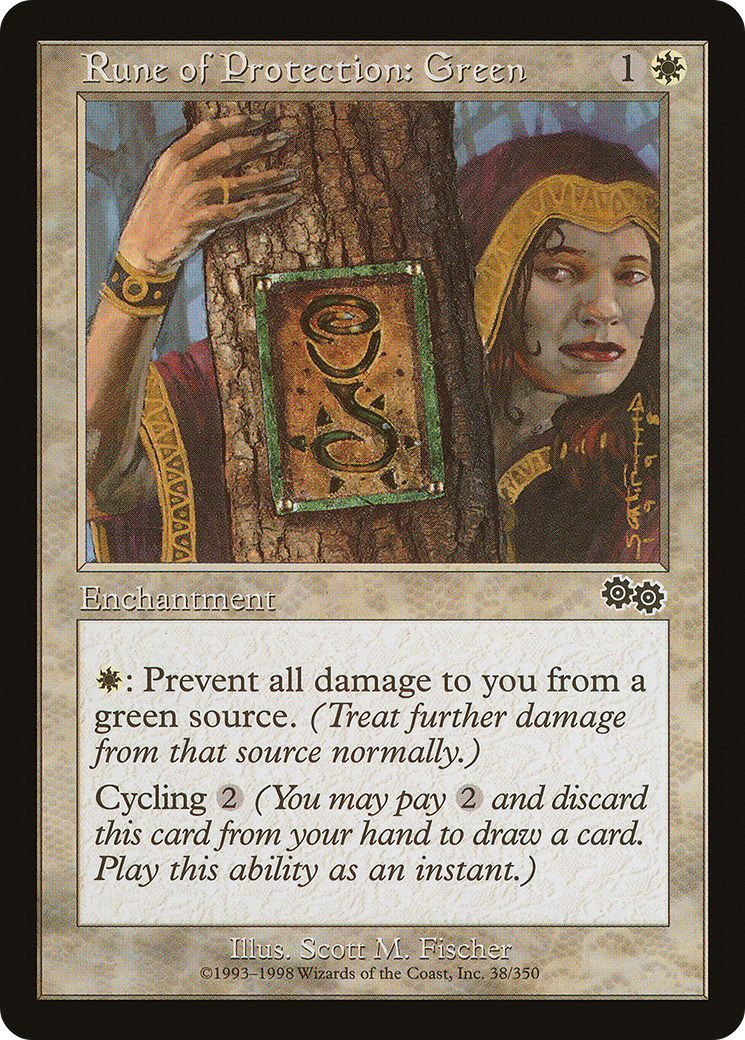 Rune of Protection: Green [Urza's Saga] | Silver Goblin