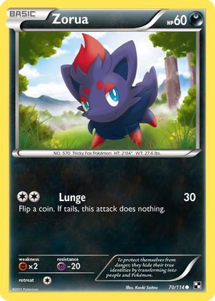 Zorua (70/114) [Black & White: Base Set] Reverse Holofoil