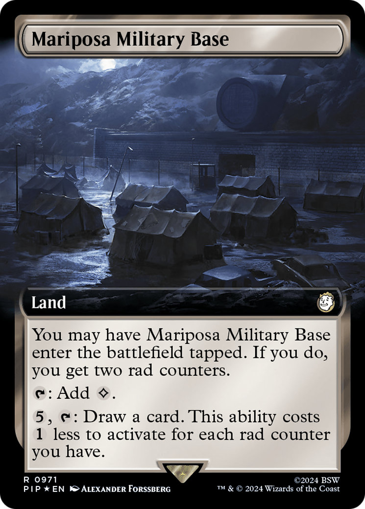 Mariposa Military Base (Extended Art) (Surge Foil) [Fallout] | Silver Goblin