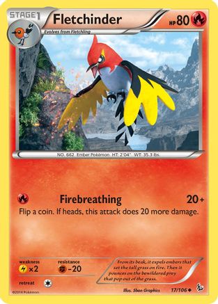 Fletchinder (17) Reverse Holofoil - XY  Flashfire
