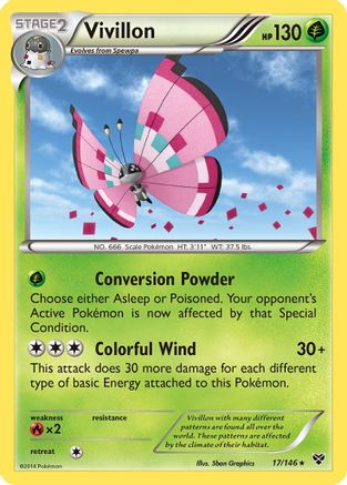 Vivillon (Meadow [Pink]) 17/146 - XY Base Set Reverse Holofoil | Silver Goblin