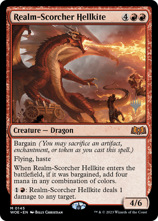 Realm-Scorcher Hellkite (Promo Pack) [Wilds of Eldraine Promos] Foil