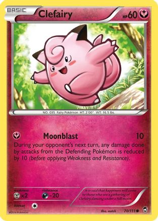 Clefairy (70) Reverse Holofoil - XY  Furious Fists