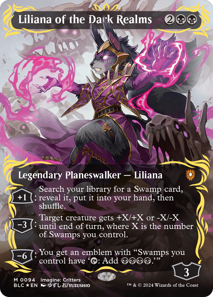 Liliana of the Dark Realms (Borderless) (Raised Foil) [Bloomburrow Commander] | Silver Goblin