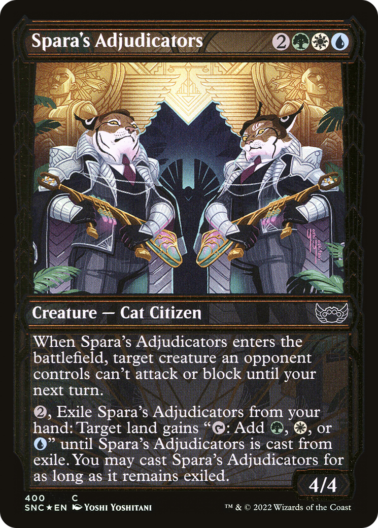 Spara's Adjudicators (Showcase Golden Age Gilded Foil) [Streets of New Capenna] | Silver Goblin