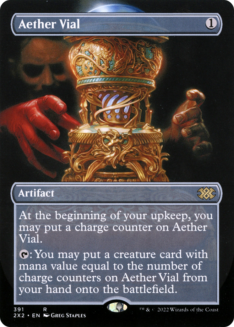 Aether Vial (Borderless Alternate Art) [Double Masters 2022] | Silver Goblin