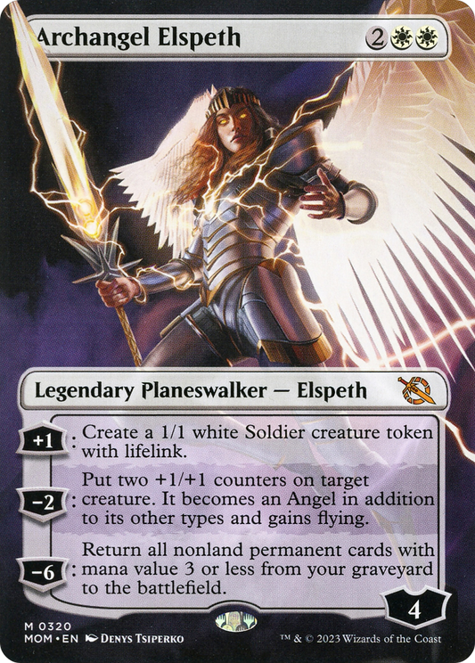 Archangel Elspeth (Borderless Alternate Art) [March of the Machine] Foil