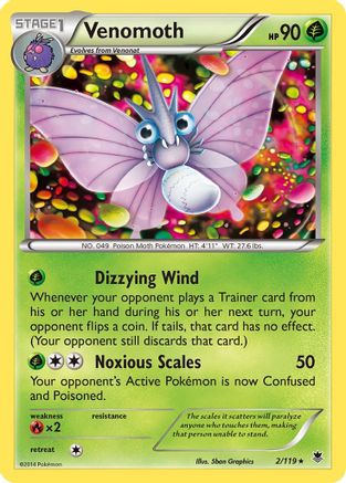 Venomoth (2) Reverse Holofoil - XY  Phantom Forces