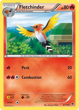 Fletchinder (9) Reverse Holofoil - XY  Phantom Forces
