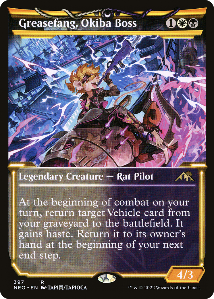 Greasefang, Okiba Boss (Showcase Soft Glow) [Kamigawa: Neon Dynasty] Foil