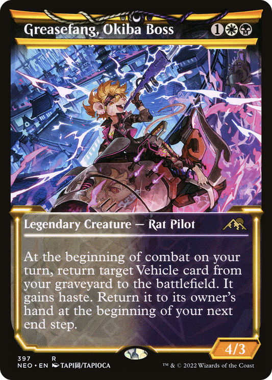 Greasefang, Okiba Boss (Showcase Soft Glow) [Kamigawa: Neon Dynasty] Foil