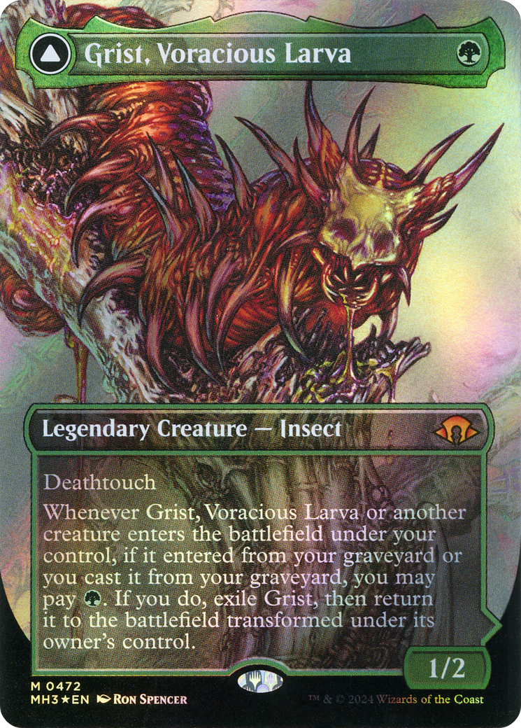 Grist, Voracious Larva // Grist, the Plague Swarm (Borderless) (Textured Foil) [Modern Horizons 3] | Silver Goblin