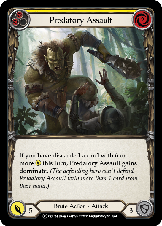 Predatory Assault (Yellow) [U-CRU014] (Crucible of War Unlimited)  Unlimited Rainbow Foil | Silver Goblin