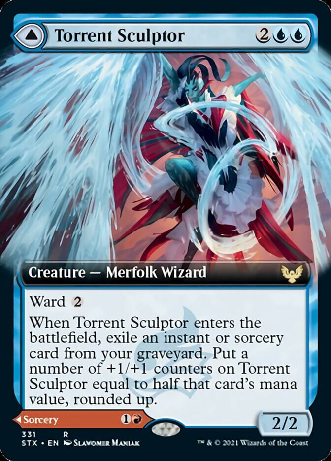 Torrent Sculptor // Flamethrower Sonata (Extended Art) [Strixhaven: School of Mages] | Silver Goblin