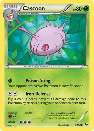 Cascoon (6) Reverse Holofoil - XY  Roaring Skies