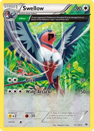 Swellow (Delta) (72) Reverse Holofoil - XY  Roaring Skies