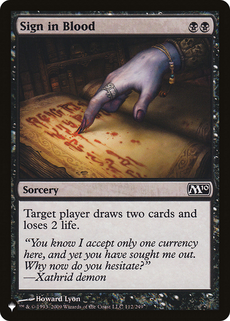 Sign in Blood (M10) [The List Reprints] | Silver Goblin