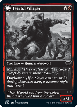 Fearful Villager // Fearsome Werewolf [Innistrad: Double Feature] Foil