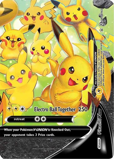 Pikachu V-UNION (SWSH142) (Celebrations) [Sword & Shield: Black Star Promos] | Silver Goblin