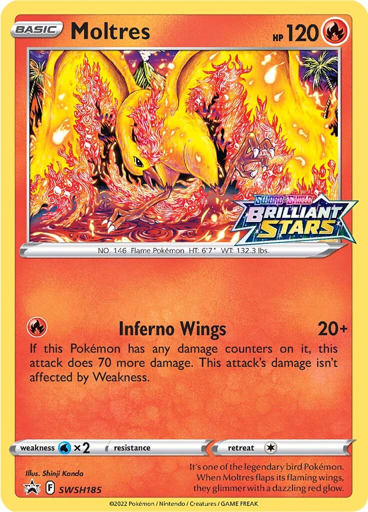 Moltres (SWSH185) (Prerelease Promo) [Sword & Shield: Black Star Promos] | Silver Goblin