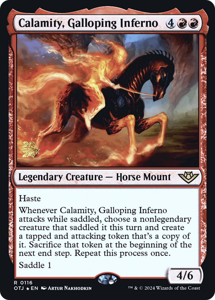 Calamity, Galloping Inferno [Outlaws of Thunder Junction Prerelease Promos] | Silver Goblin