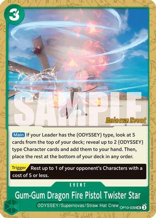 Gum-Gum Dragon Fire Pistol Twister Star (OP10-039) Release Event Cards