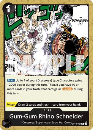 Gum-Gum Rhino Schneider (OP10-097) Release Event Cards
