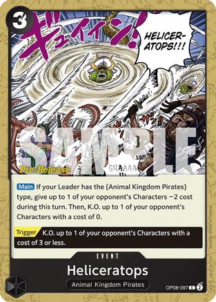 Heliceratops (OP08-097) Pre-Release Cards