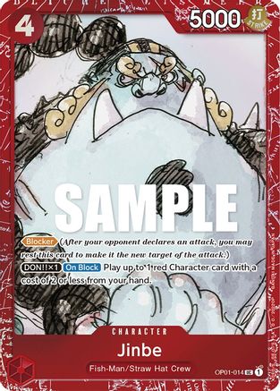 one piece card game jinbe (Premium Collection -ONE FILM RED Edition-) (OP01-014) Foil Deck Size:306 cards trading card box slip rubber base printed Good new merfolk cards...